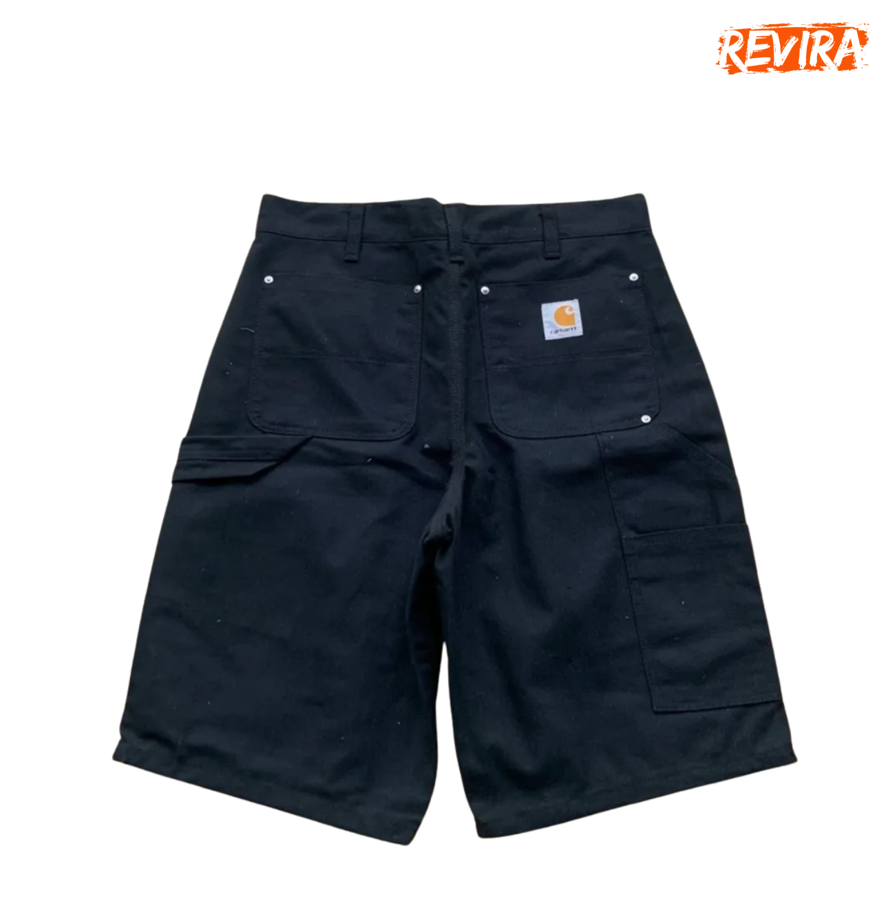 Rework style black carhartt knee workwear shorts