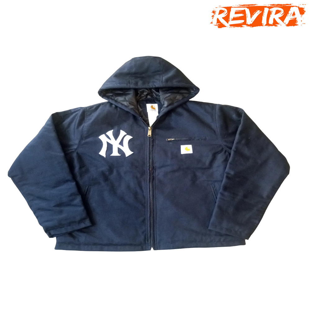 Carhartt Yankees Rework Style Navy Blue Straight Hoodies