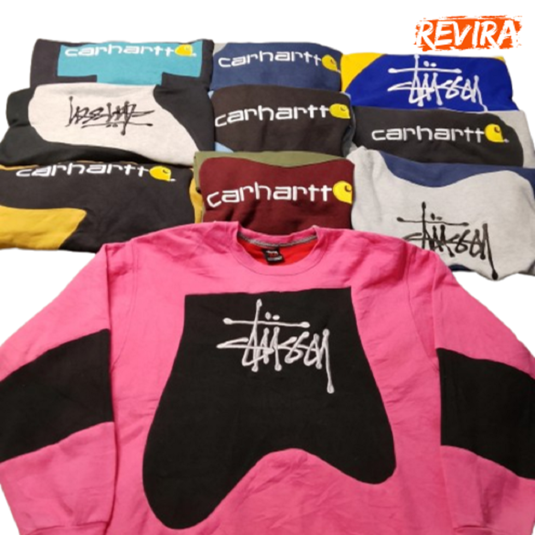 Carhartt x stussy rework style sweatshirt