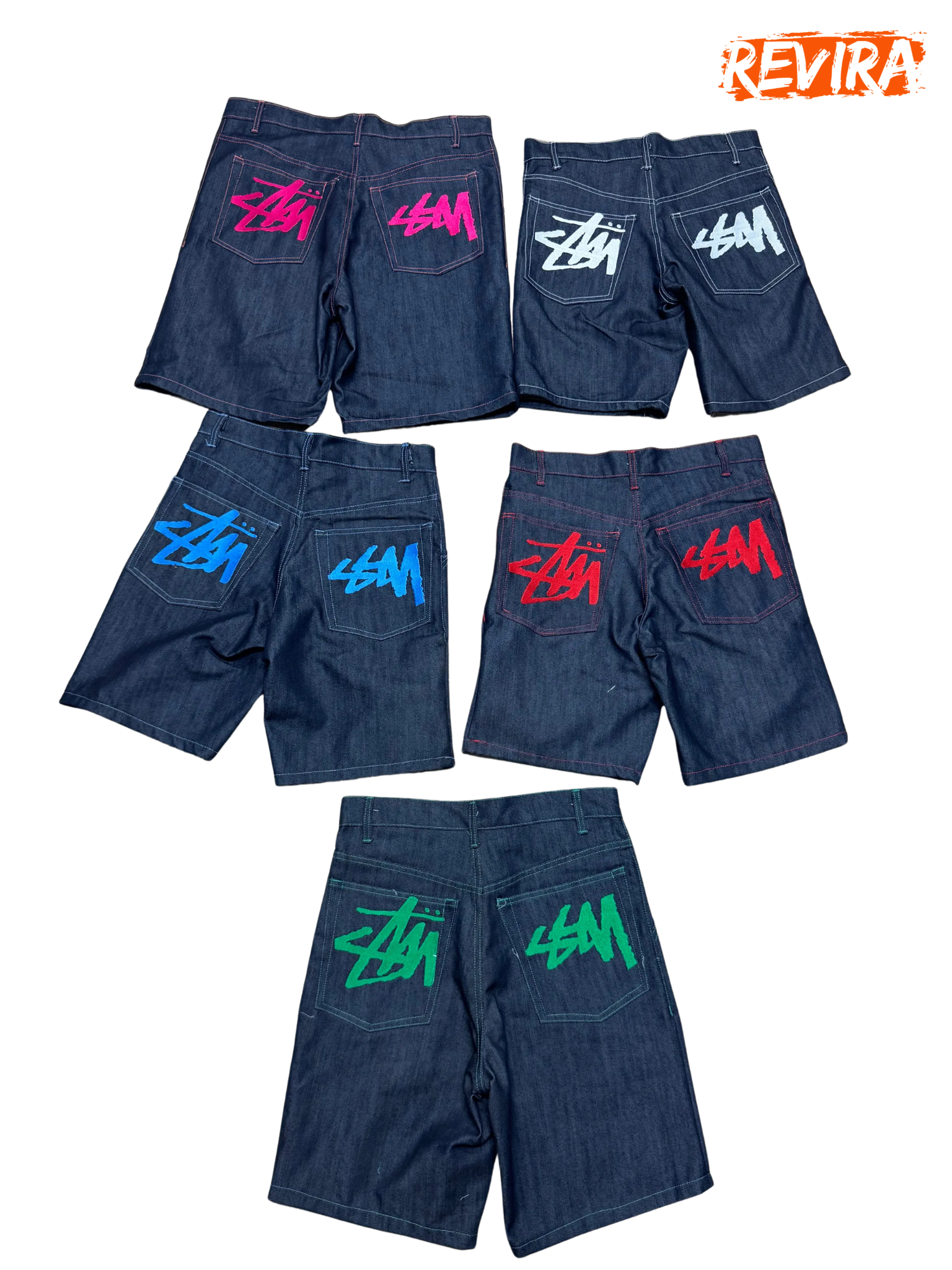 Rework style stussy denim shorts