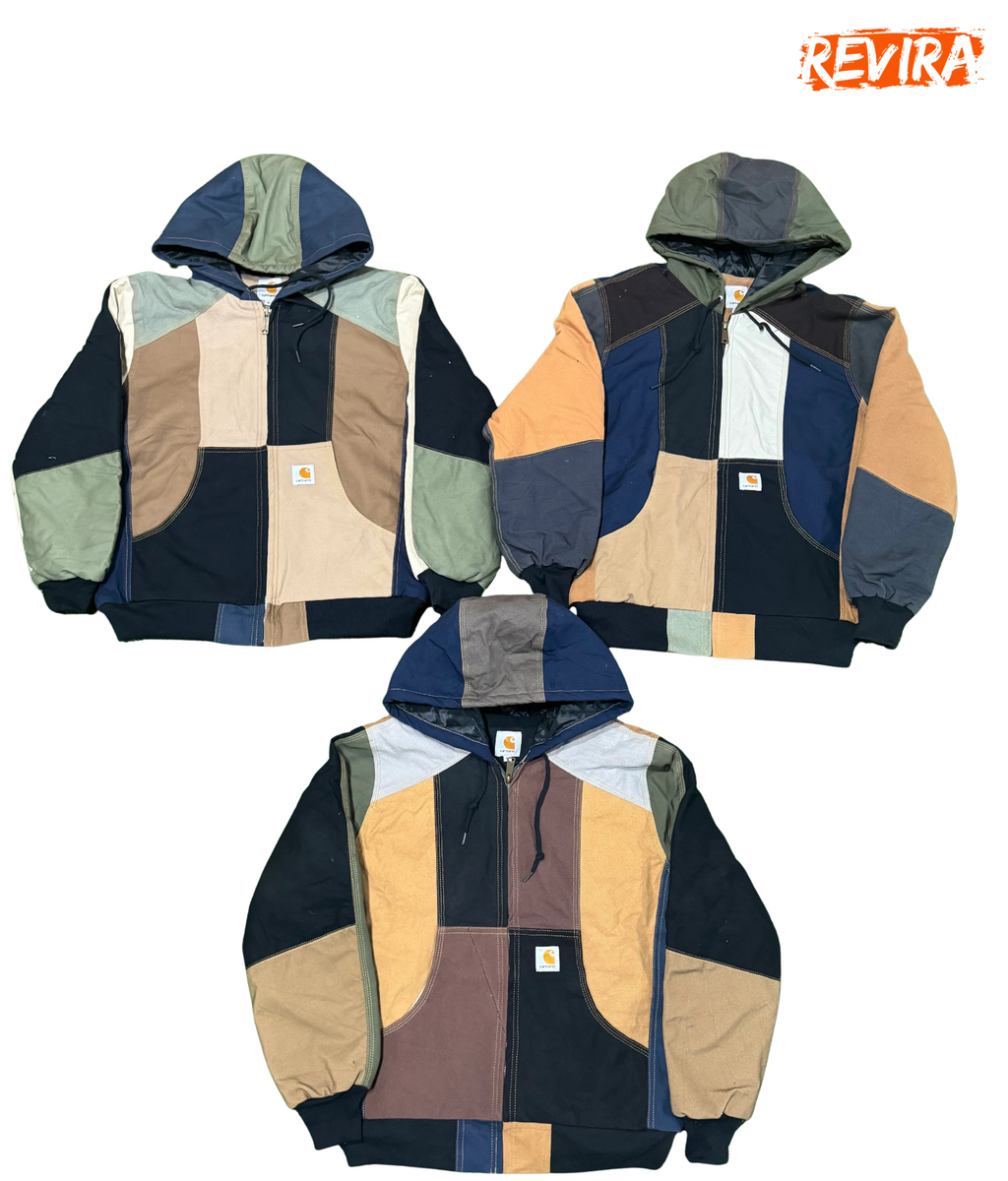 Rework style carhartt patchwork hoodies