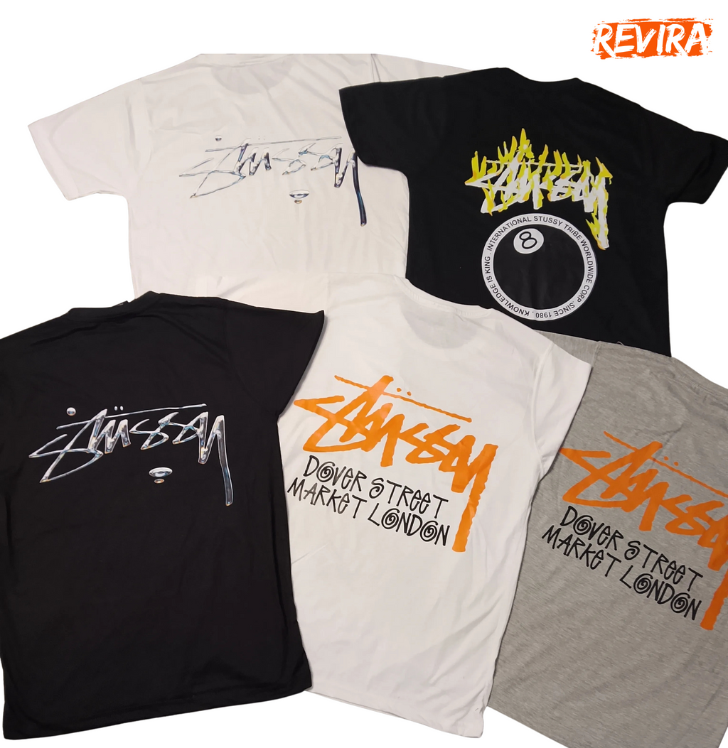Stussy rework style mix design tees