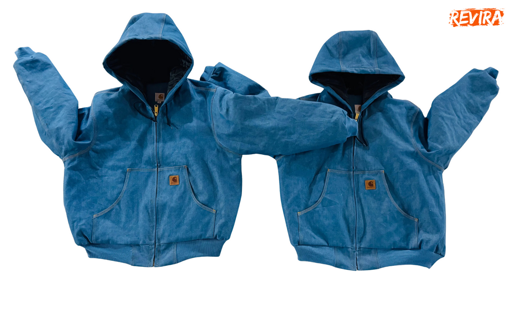Reworm style sky blue carhartt denim jackets