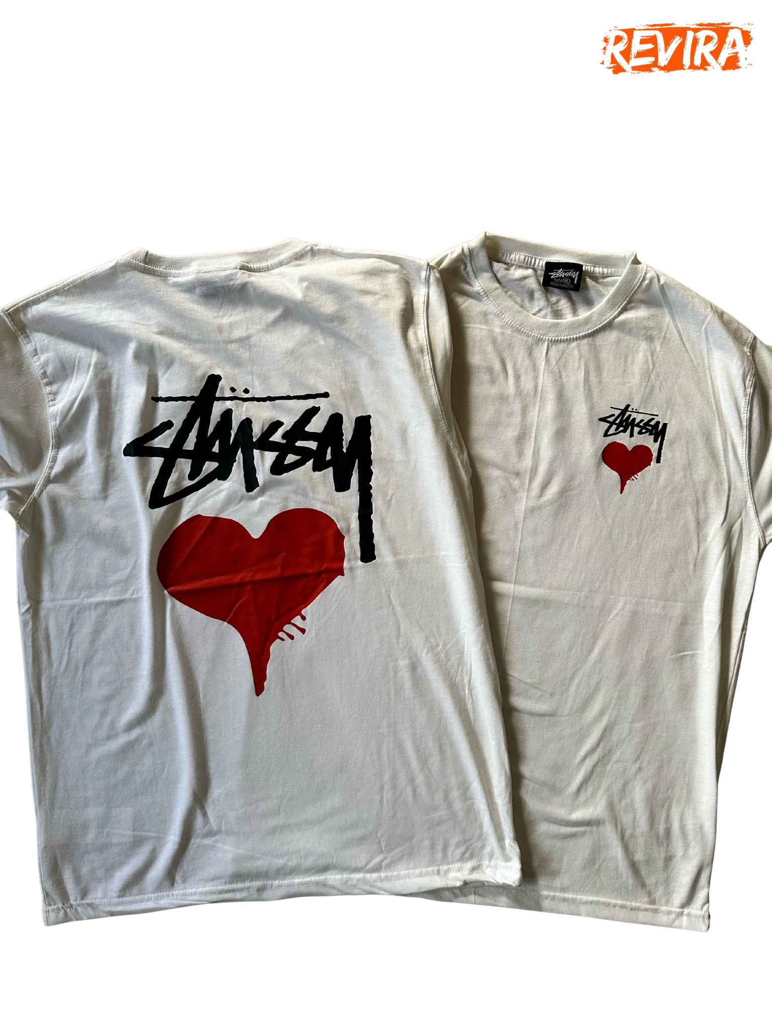 Stussy Rework Style Heart White Tees