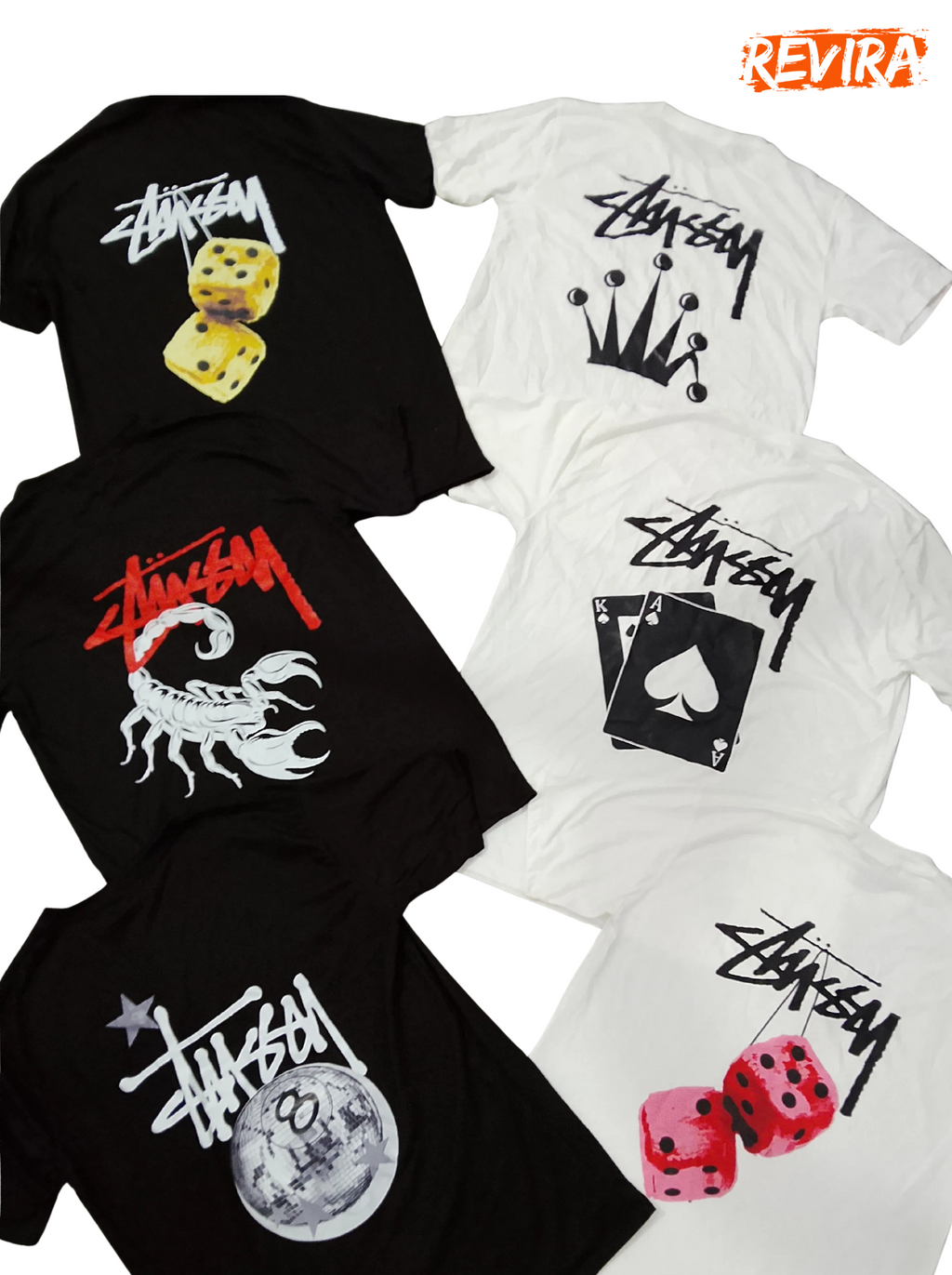 Stussy rework style mix design tees
