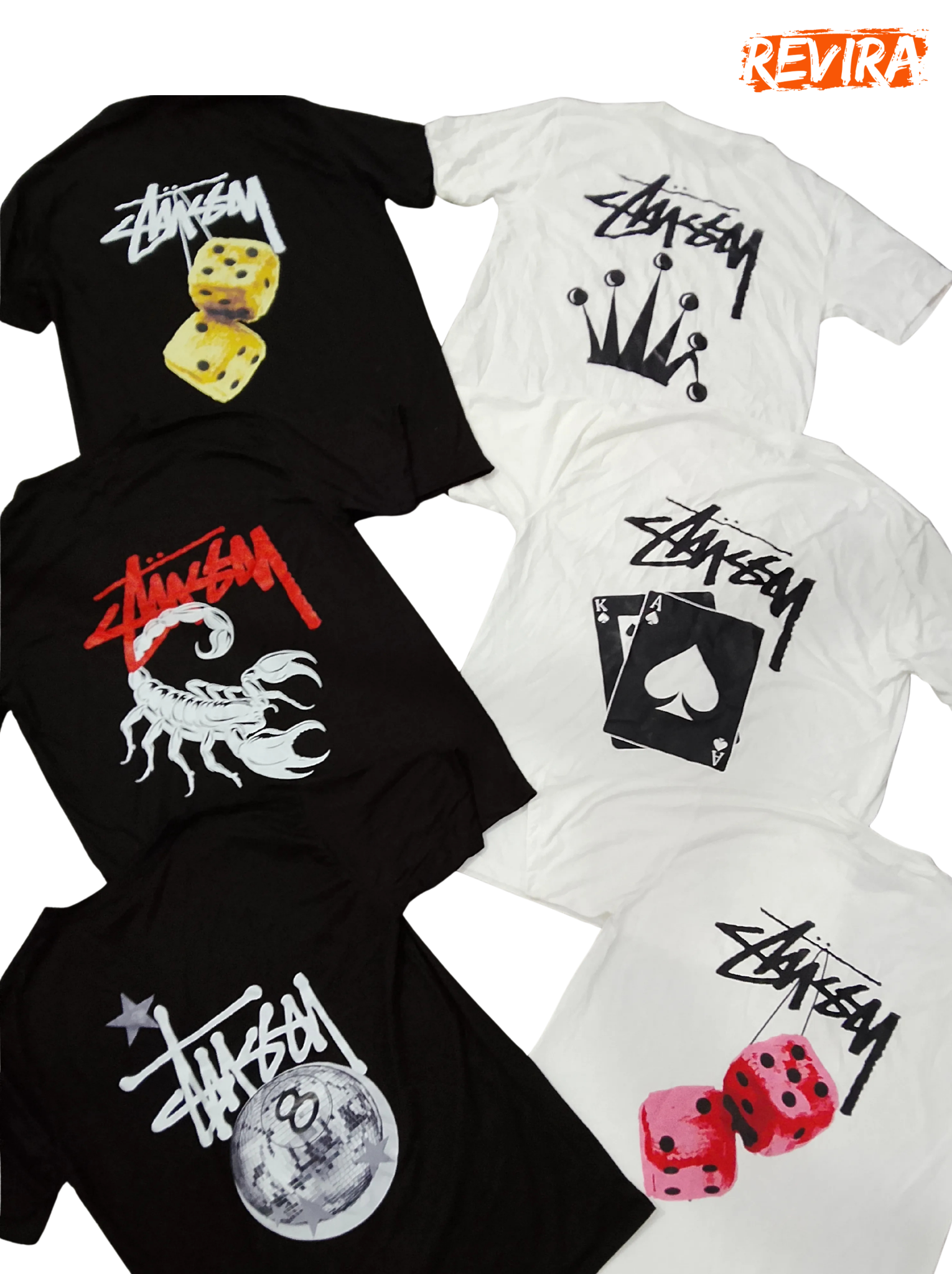 Stussy rework style mix design tees