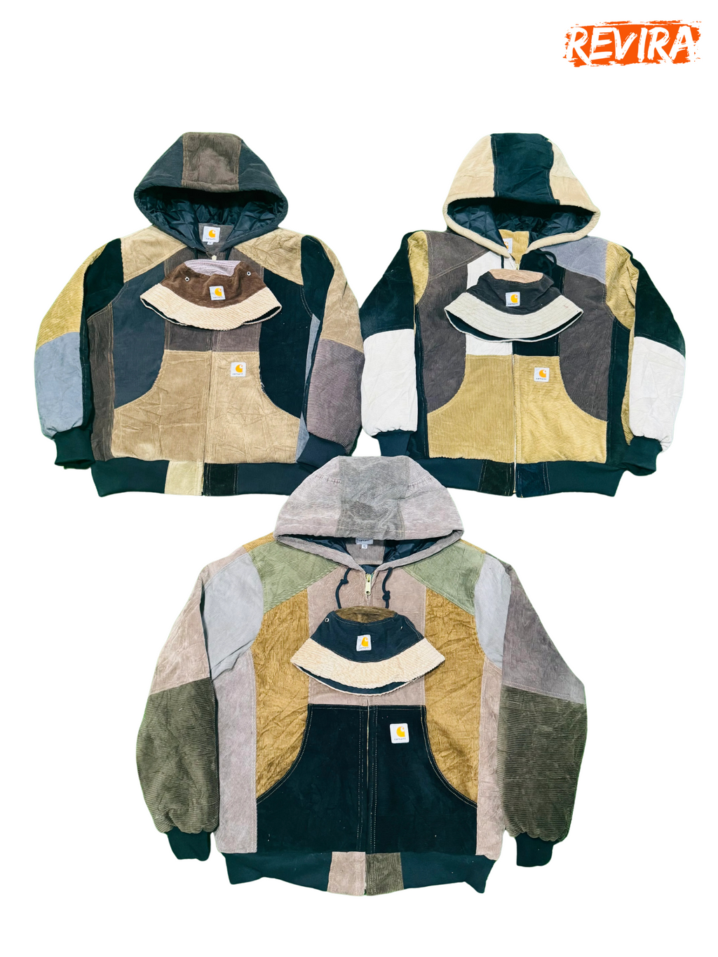 Rework style carhartt cordoury hooded jacket