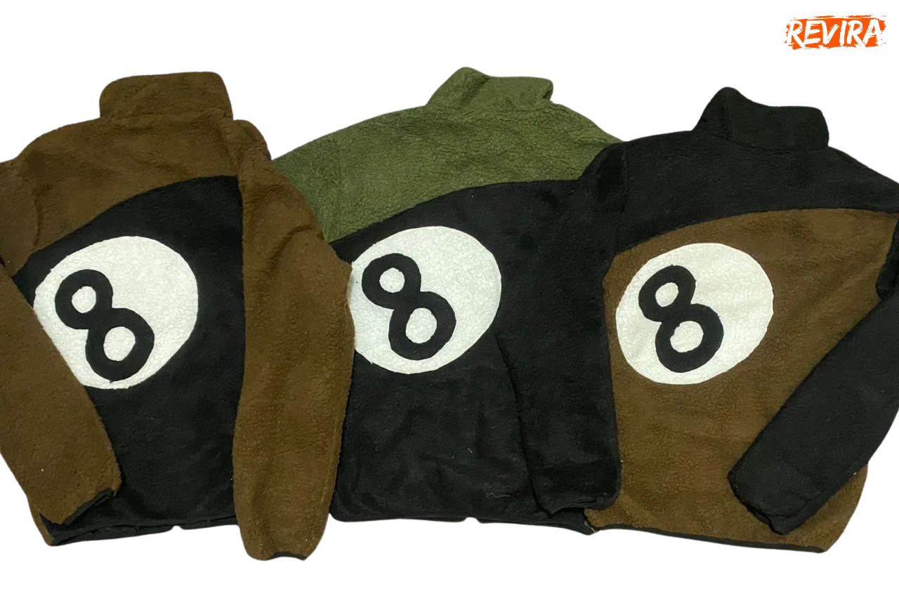 Rework Style Stussy 8 Ball Sherpa Fleece Jackets