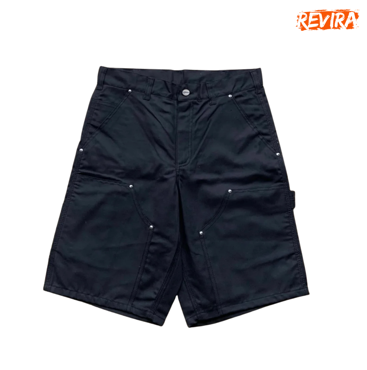 Rework style black carhartt knee workwear shorts