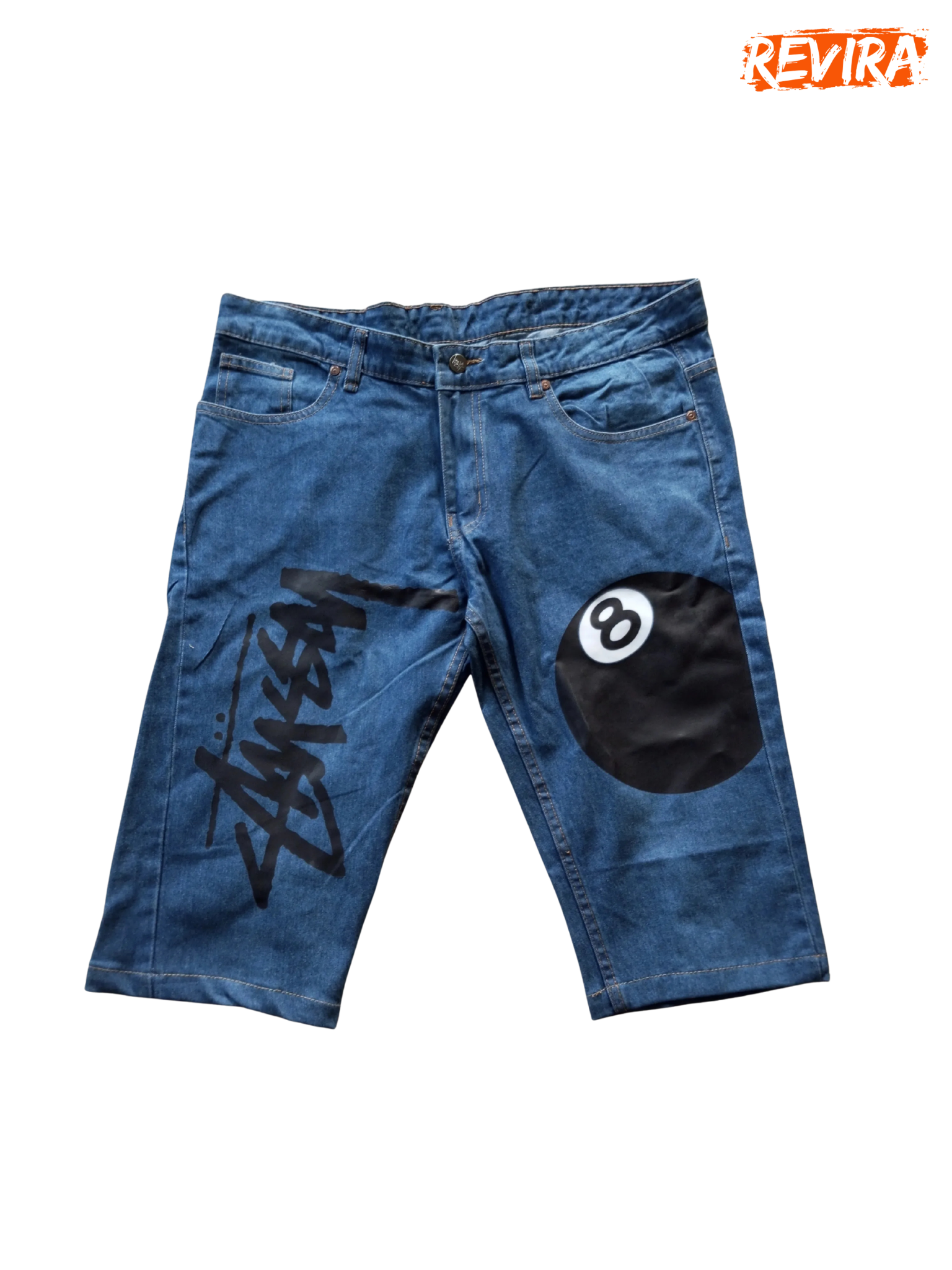 Stussy Rework Style 8 Ball Jeans Shorts