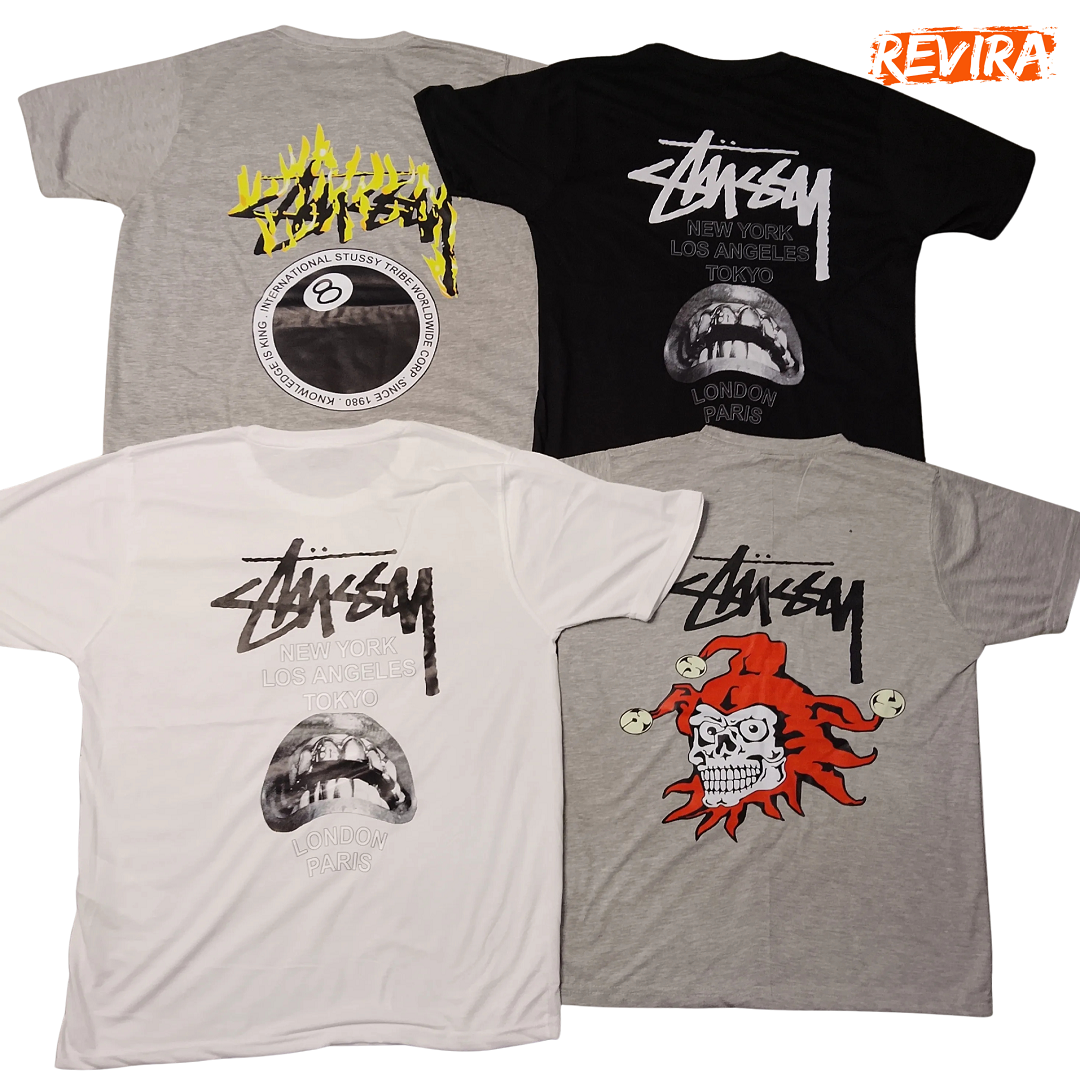 Stussy rework style mix design tees