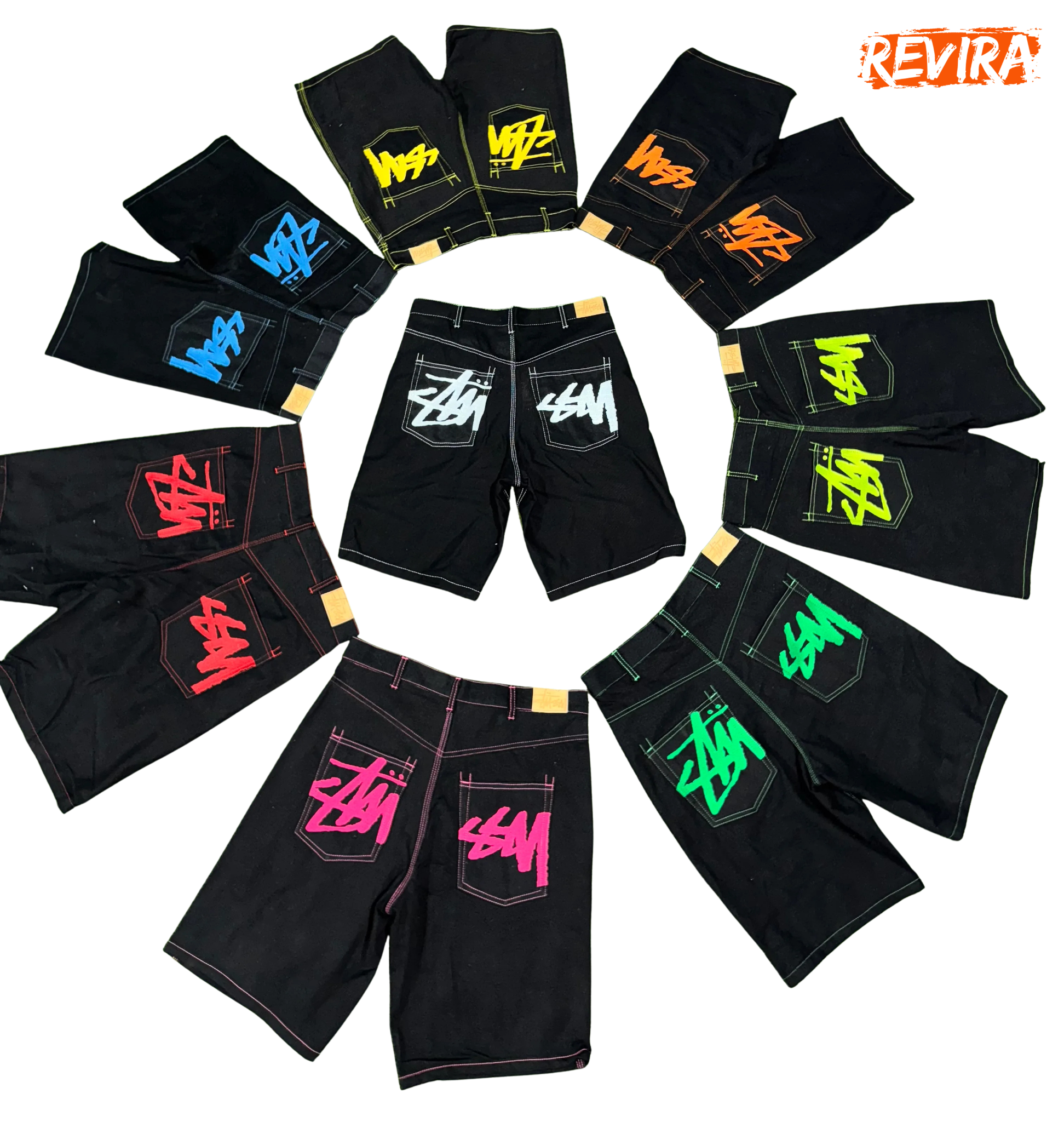 Rework style black stussy shorts